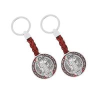 BEBEMOKO 2piezas Llavero Cruz San Benito Medalla De Protección Accesorios Para Joyería Para Pulseras y Collares Para Fiestas y Celebraciones