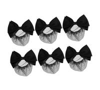 BEBEMOKO 6 piezas Redes para Moño con Lazo Negro Elástica para Cabello Profesional Accesorios para Bailarinas Azafatas y Enfermeras