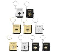 BEBEMOKO 9 Llaveros Biblia Miniatura en Libro, 3 Colores (dorado, Negro, Plata), Colgantes Religiosos para Bolso y Llaves, Pack de 9 Piezas Decorativas y Espirituales para Eventos