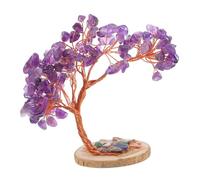 BEBEMOKO Árbol De Cristales De Amatista Morado, Figura Decorativa De Escritorio, Gema Natural De Feng Shui, Adorno para Oficina y Hogar, Pieza Única De Cristal para Prosperidad y Suerte