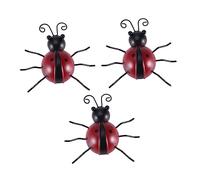 BEBEMOKO Colgador De Arte De Pared Mariquita De Hierro 10 Cm 3 Piezas Decoración Mural Para Interiores y Exteriores Resistente Al Óxido Manualidades De Pared