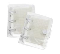 BEBEMOKO Cuadernos de Anillas Transparentes Pvc 3 Orificios, 2 Juegos 50 Hojas Cuadriculadas, 5 Fundas Transparentes, Mini Bloc de Notas Multifunción Portátil para Oficina y Hogar