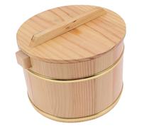 BEBEMOKO Cubeta de Madera para Arroz al Vapor con Cubierta y Forro de Acero Inoxidable Contenedor Multifuncional para Cocinar y Almacenar Arroz Cocina y Restaurante