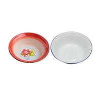 BEBEMOKO Cuencos Esmaltados Vintage 2 Piezas para Sopa y Almacenamiento Tazón de Esmalte Recipiente Multiusos Retro para Cocina y Comedor
