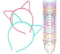 BEBEMOKO Diademas Orejas de Gato en Plástico, 24 Unidades Variados Estilos para Mujer en Presentaciones y Fiestas Temáticas