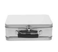 BEBEMOKO Fiambrera Metálica con Asa y Cierre Hermético Caja de Almuerzo Retro de Hojalata de 75 MM de Altura en Color Plata Recipiente para Almacenar Alimentos y Fiambrera Portátil