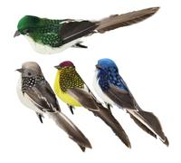 BEBEMOKO Figuritas Pájaros Artificiales De Espuma Decorativos Para Jardín y Césped, Pájaro Pequeño Plumas Multicolor, Adorno De Aves Natural, Set De 4 Piezas Para Exterior