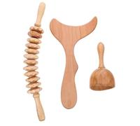 BEBEMOKO Masajeador Muscular de Madera 3 Piezas 12 Ruedas, Pez y Antorcha, Tabla de Masaje Corporal Compacta para Relajación Muscular y Alivio del Cuello, Uso en Hogar y Bienestar