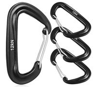 BEBEMOKO Mosquetones de Aleación de Aluminio en Forma de D 12kn, 4 Piezas, Resistentes y Ligeros para Camping, Senderismo y Equipo de Escalada al Aire Libre