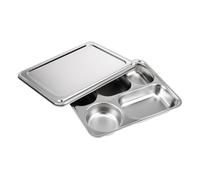 BEBEMOKO Plato Inoxidable Dividido Tapa Bandeja para Almuerzo Resistente a Caídas 1 para Estudiantes y Comidas Movimiento