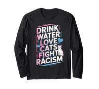 Beber Agua Amor Gatos Luchar Racismo Gato Mamá Gato Loco Manga Larga