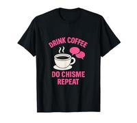 Beber Café Do Chisme Repeat Hot Pink White Art Camiseta
