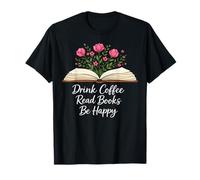 Beber Café Leer Libros Floral Amante de los Libros Lectores de ratón de Biblioteca Camiseta