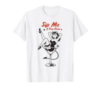 Beber cóctel Sip Me If You Dare Retro Devil Pinup Camiseta