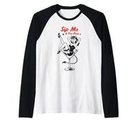 Beber cóctel Sip Me If You Dare Retro Devil Pinup Camiseta Manga Raglan