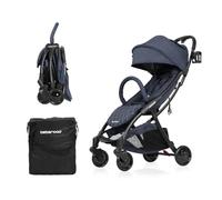 Beberoad Love R2 - carriola de viaje pequeño compacto plegable y ligero para avión, carriola de bebé con respaldo ajustable, portavasos y toldo impermeable, color azul vaquero