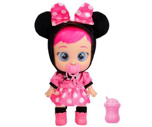 Bebes Llorones Disney Minnie, Muñeca Bebé Inspirada en Minnie Mouse de Disney, Vestida con su Vestido Rosa Personalizado, Llora Lágrimas de Verdad, Juguete Regalo para Niñas y Niños de 18+ Meses