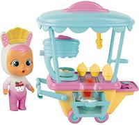 BEBÉS LLORONES LÁGRIMAS MÁGICAS Carrito de Coney | Mini bebé llorón exclusivo y su pastelería con Vapor y Luz - Juguete para niñas y niños +3 Años