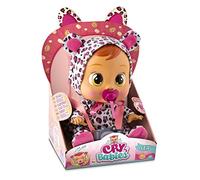 BEBÉS LLORONES Lea la leopardita Muñeca interactiva que llora de verdad con chupete y pijama de Leopardo - Juguete y Regalo para niñas y niños +18 Meses