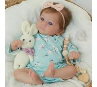Bebes Reborn Silicona Niña Verdadero muñecos niñas Reales Originales Toddler Recien Nacidos Ojos Abiertos Realista Reborns Baby Dolls Girls 19 Pulgadas