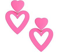 Bebés Rosa Corazón Orejas Rosa Caliente Para Las Mujeres Rectángulo Dangle Borla Orejas Para Las Mujeres Ligero Declaración Joyería Kit Herramientas Joyería, talla única, Plástico, Sin piedra preciosa