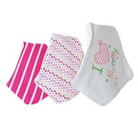 Bebés sialorrea bebé Bandana babero único 3 capas algodón suave elegante para bebés y niños frontal Dribble babero con correas ajustables, 6 unidades I Love Mommy