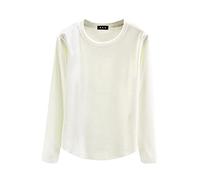 BebeXi Camisetas térmicas para hombre, color sólido, cuello redondo, grueso, cálido, térmico, talla grande para mujer, blanco, M