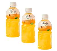 Bebida asiática Mogu Mogu Piña 320 ml Pack 3 botellas con coco jelly, refresco tropical con trocitos masticables, ideal bien fría