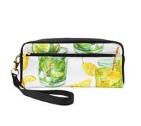 Bebida Cóctel Limón Hielo, Bolsa de Maquillaje Bolsa de cosméticos Bolsa de Aseo de Viaje portátil Estuche de Cuero para Mujeres y niñas