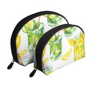 Bebida Cóctel Limón Hielo, Bolsa de Maquillaje de Concha, Monedero pequeño para Mujer, Bolsa de artículos de tocador, Bolsa de cosméticos, 2 Piezas