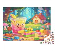 Bebida Dibujo Animado Divertido Puzzle de 1000 Piezas para Adultos Papel Escena de Bosque de Cuento Juego de Puzzle 1000 Piezas Relajación Decoración Hogar Regalo Familiar 70x50cm/1000pcs
