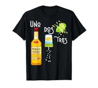 Bebida Divertida Tequila Sal Lima Bebidas Uno Dos Tres Camiseta gráfica económica, Hombre, Negro, XL