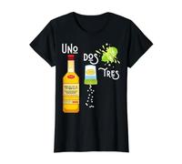Bebida Divertida Tequila Sal Lima Bebidas Uno Dos Tres Camiseta gráfica económica, Mujer, Negro, XL