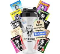 Bebida Energetica en Polvo Sin Azucar Con Cafeina Minerales y Vitaminas Sabores Naturales Bajo en Calorias Ideal para Gamers Apasionados del Deporte Pack Degustacion 10 Muestras + Shaker Transparente