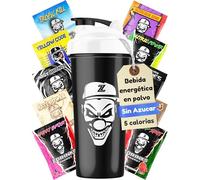 Bebida Energetica en Polvo Sin Azucar Con Cafeina Minerales y Vitaminas Sabores Naturales Bajo en Calorias Ideal para Gamers Apasionados del Deporte Pack Degustacion 10 Muestras + Shaker Negro