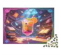 Bebida Fantasía de Frutas Puzzle para Adultos Puzzle de 1000 Piezas Escena Biblioteca Mágica Papel Ocio Atención Decoración Regalo Familiar 52x38cm/1000pcs
