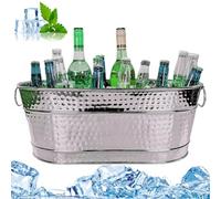 Bebida Tina Food Food Safe Galvanized Galvanized con manijas de 15qt cubo de champán Resistente a la óxido ＆ Cubos de hielo resistentes para fiestas Mantenga la bebida de hielo durante 8 horas sumini