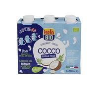Isola Bio - Bebida Vegetal de Coco - Pack de 3 Unidades de 250 ml - Bajo Contenido en Grasa y Sal - Sin Azúcares Añadidos Ni Aceite de Palma - Fuente de Vitaminas y Minerales - 100% Vegana