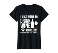 Bebida Vino Mascota Staffordshire Bull Terrier Dueño de Perro Perro mamá Camiseta gráfica económica, Mujer, Negro, S