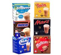 Marzo Bebidas de Chocolate Caliente - Dolce Gusto Compatible - 48 Cápsulas - Marzo, Twix, Milkyway, Snickers, Bounty & Malteser