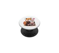 Bebidas Kawaii Panda Rojo Boba Bubble Tea Kawaii Estética PopSockets PopGrip Adhesivo