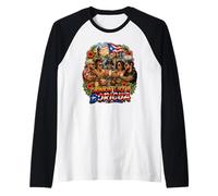 Bebiendo como un Boricua Camiseta Manga Raglan