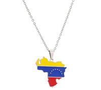 BEBIKR Collares para mujer - Collar de cadena ajustable de acero inoxidable con mapa de Venezuela, collar de gargantilla de color plata/dorado, adorno de hip hop, 3 * 2.8 cm, Acero inoxidable