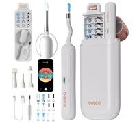 Bebird Otoscopio, Limpiador de Oídos con Pinzas, Otoscopio Flexible con Cámara FHD, Limpiador Oidos Para examen de oídos/nariz/garganta, Kit Completo con Puntas de Repuesto para Adultos Niños(Blanco)