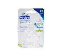 Bébisol Tetina Punta Redonda Anti Cólicos +3m Flujo 2 Medio Lote de 2