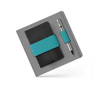 Beblau Flex Cuaderno con Organizador Integrado y Banda Elástica | Accesorio de Escritorio | Papel 100% Reciclado, Más de 200 Páginas, Vegano | Gris Oscuro/Turquesa