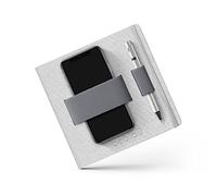 BEBLAU FLEX | Libreta inteligente con organizador elastico portátil integrado | Solución teletrabajo | Accesorios ordenador portátil | Perfecto para móviles | Gran regalo | GRIS - PUNTOS