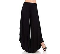 Bebling Pantalones de salón para mujer, elegantes, fluidos, con volantes, con capas, pierna ancha, parte lateral, pantalones acampanados, pantalones de yoga, pantalones de palazzo para verano