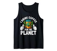 Bebo café para el Planeta Día de la Tierra Amante de la Cafeína Humor Camiseta sin Mangas