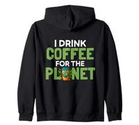 Bebo café para el Planeta Día de la Tierra Amante de la Cafeína Humor Sudadera con Capucha